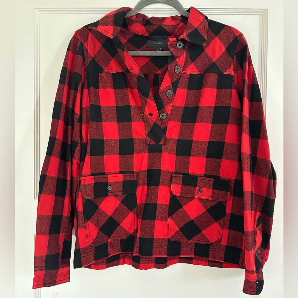 J. Crew red and black wool flannel